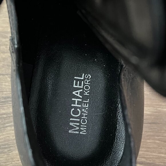 Michael Kors Bensen Cut-Out Buckle Leather Combat Goth Boots Sz 8 - Picture 11 of 12